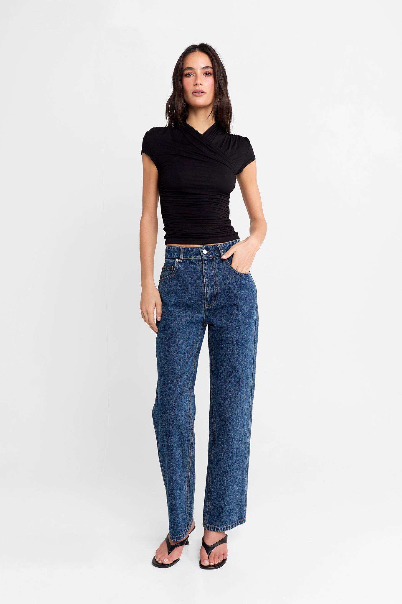Adalia Cap Sleeve Top | Black