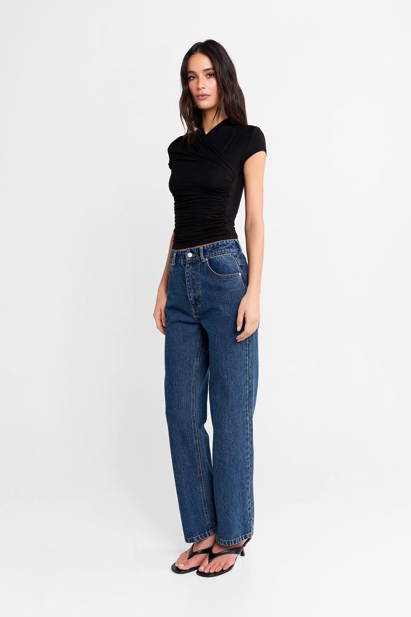 Adalia Cap Sleeve Top | Black