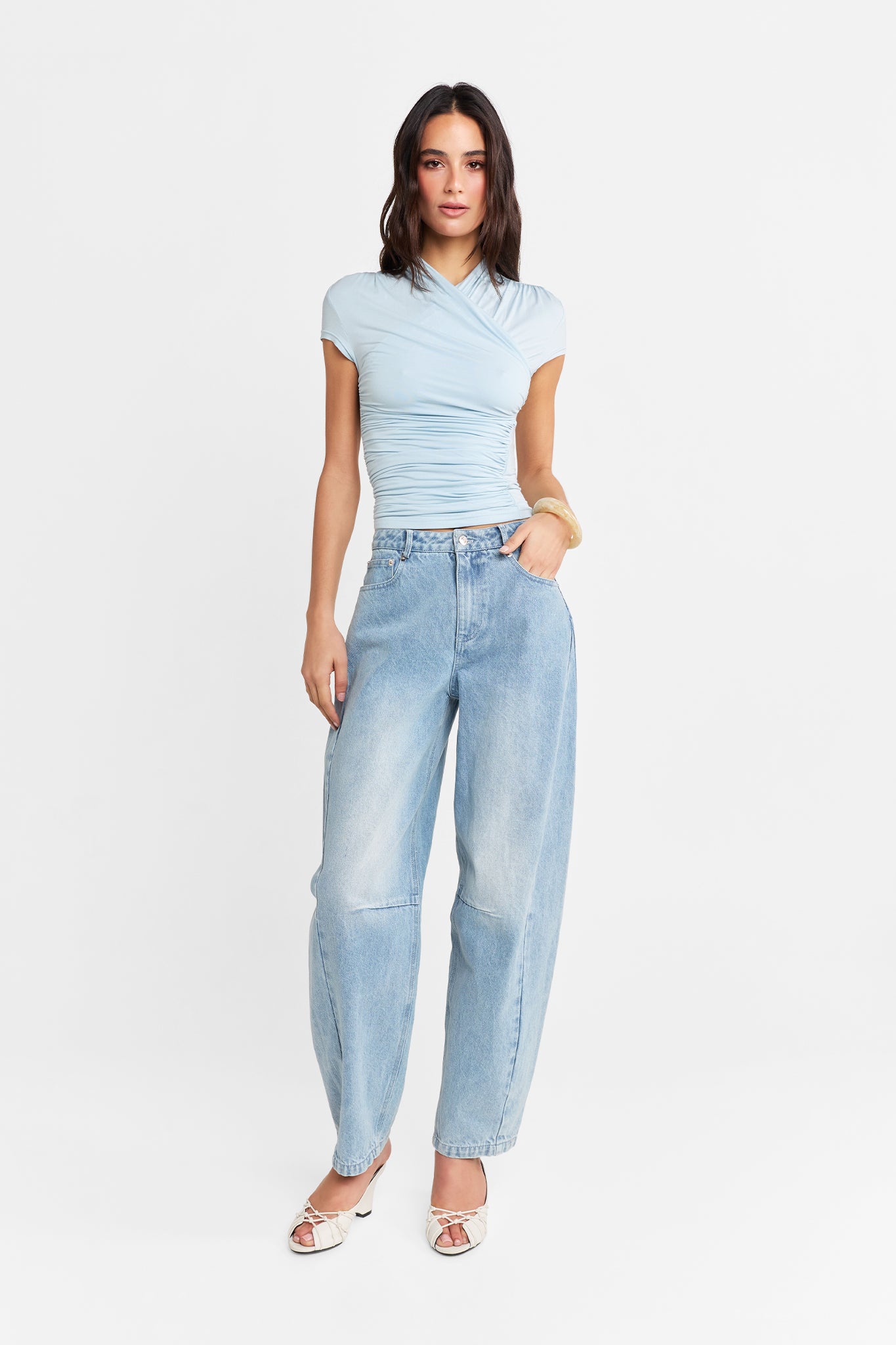 Adalia Cap Sleeve Top | Powder Blue