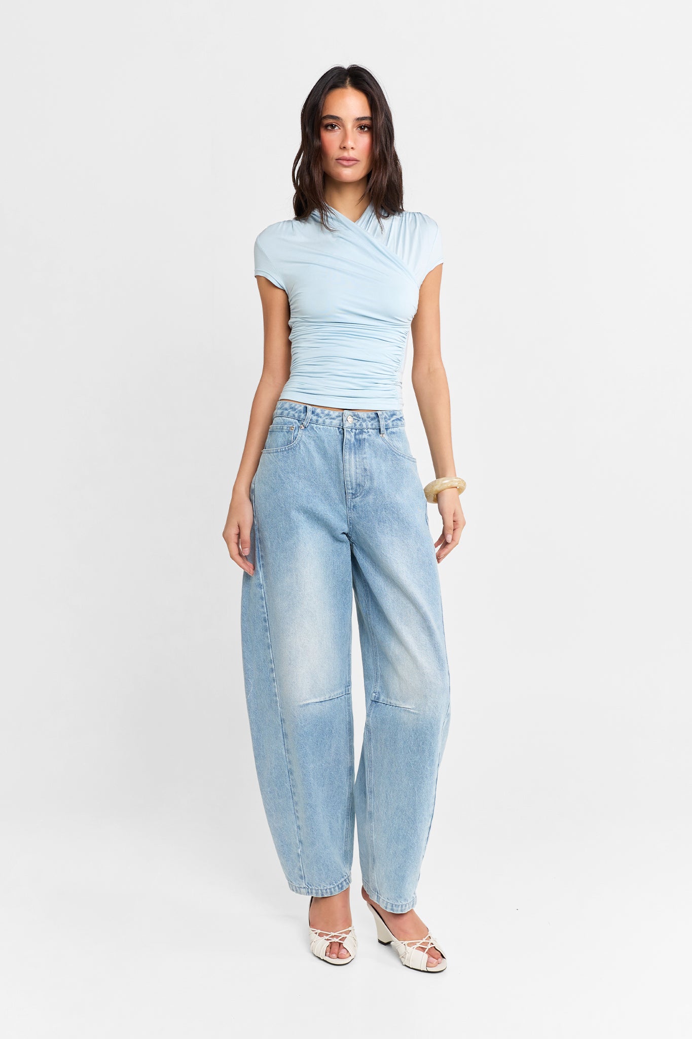 Adalia Cap Sleeve Top | Powder Blue