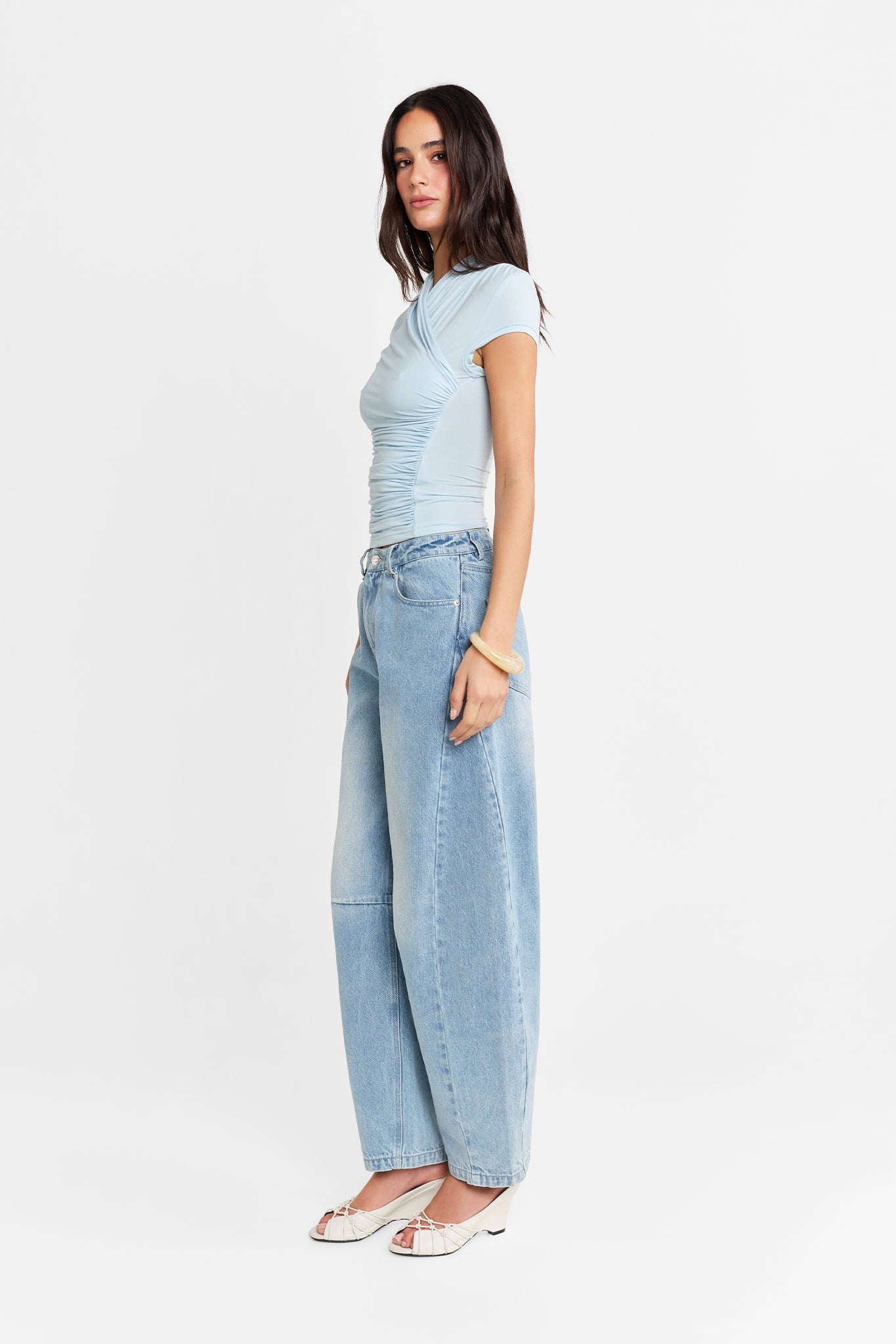 Adalia Cap Sleeve Top | Powder Blue