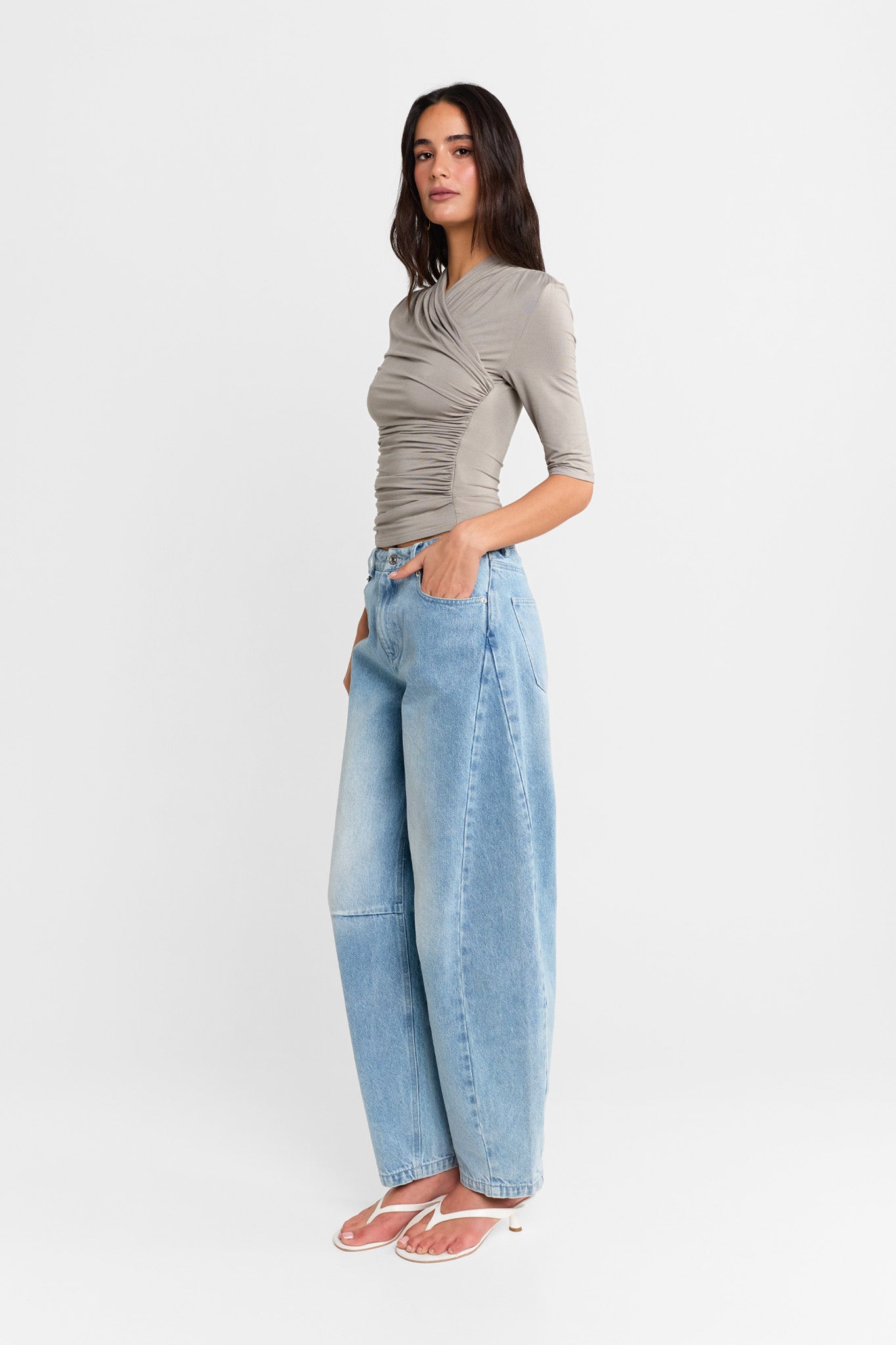 Adalia Half Sleeve Top | Steel