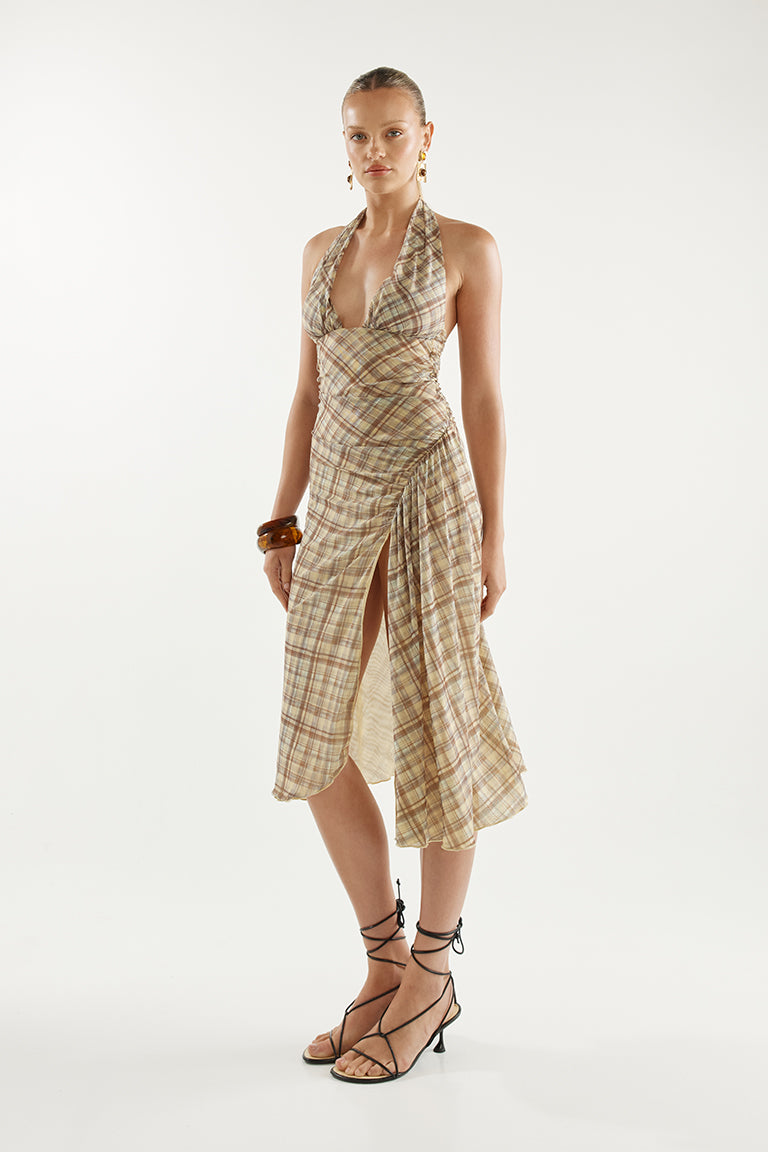 Agnes Midi Dress | Maple Plaid