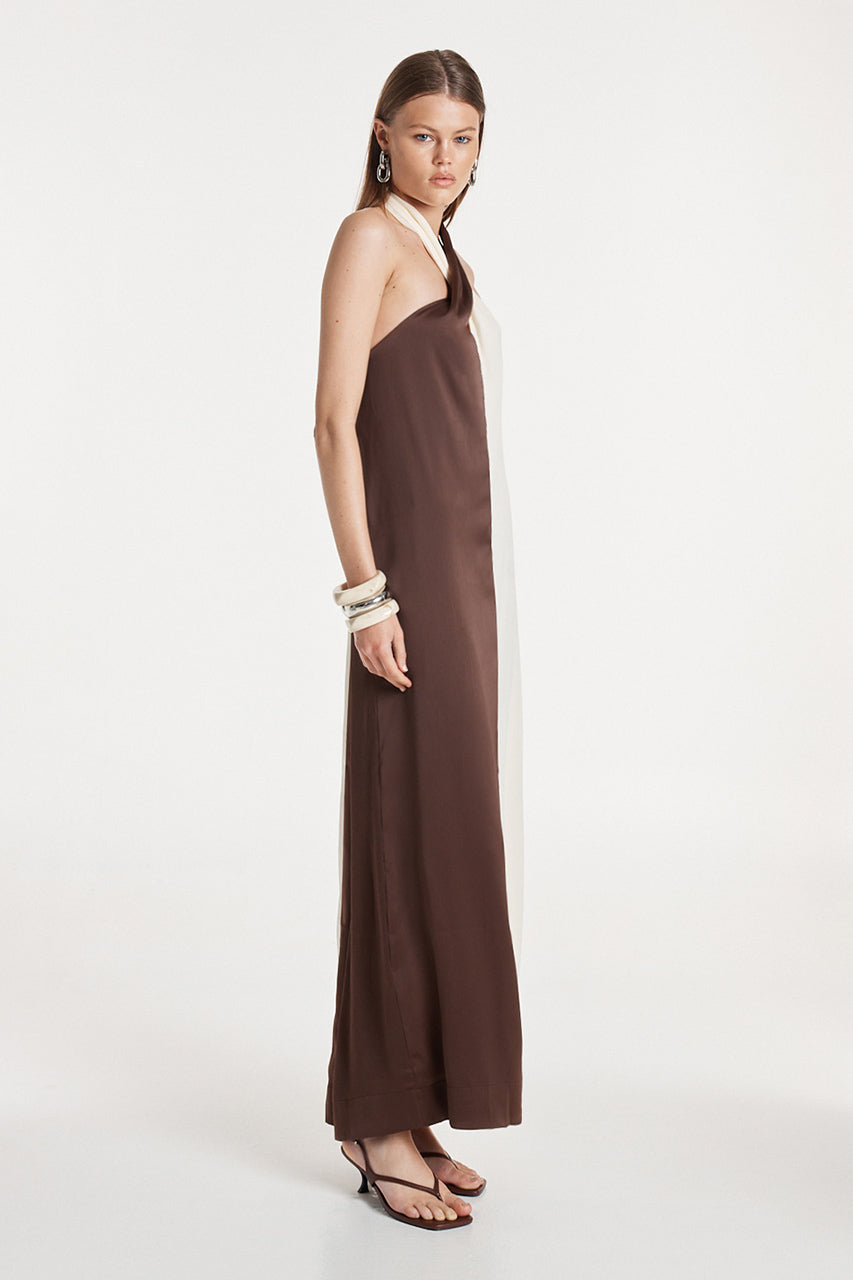 Amber Maxi Dress | Choc/White