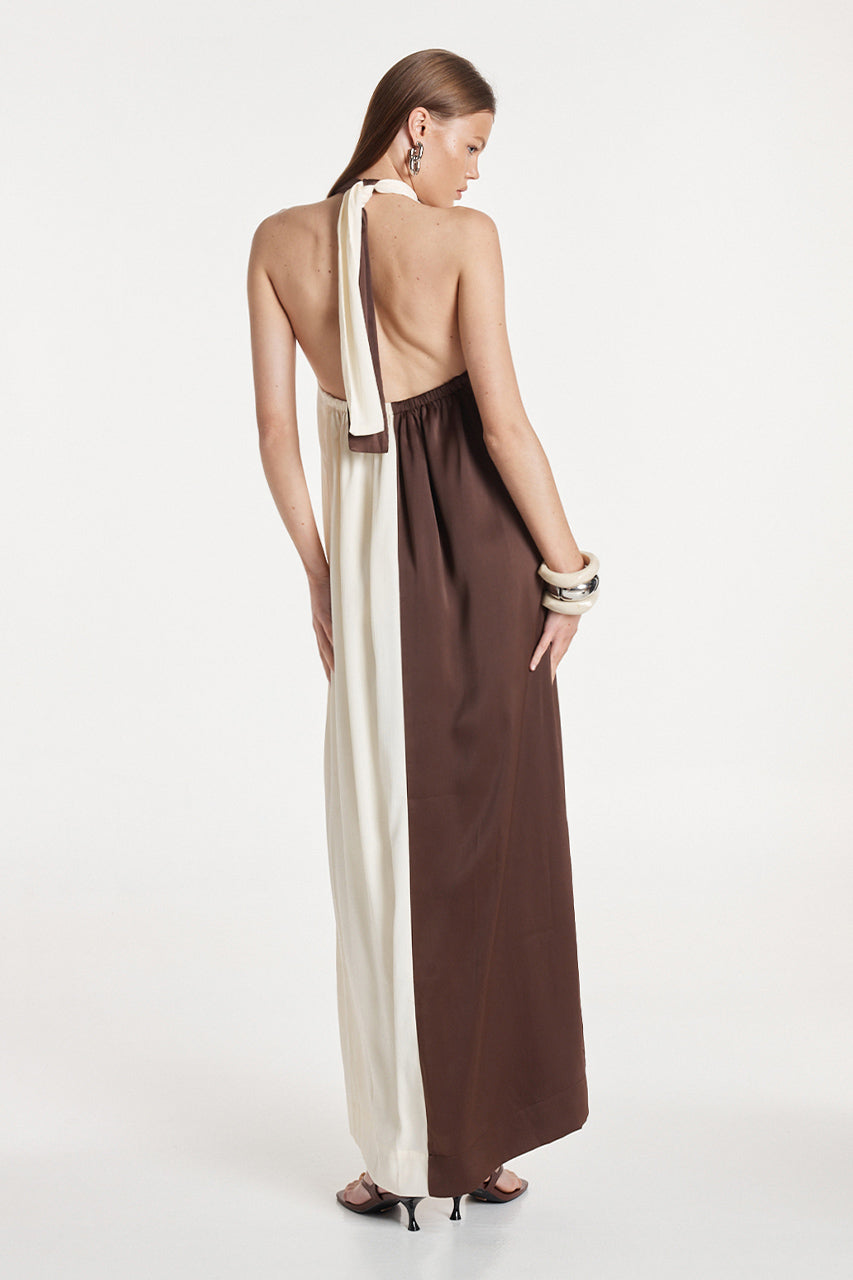 Amber Maxi Dress | Choc/White