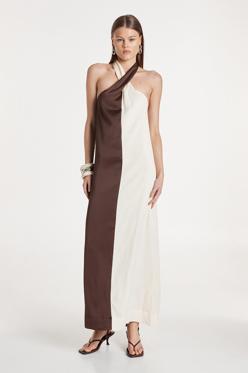 Amber Maxi Dress | Choc/White