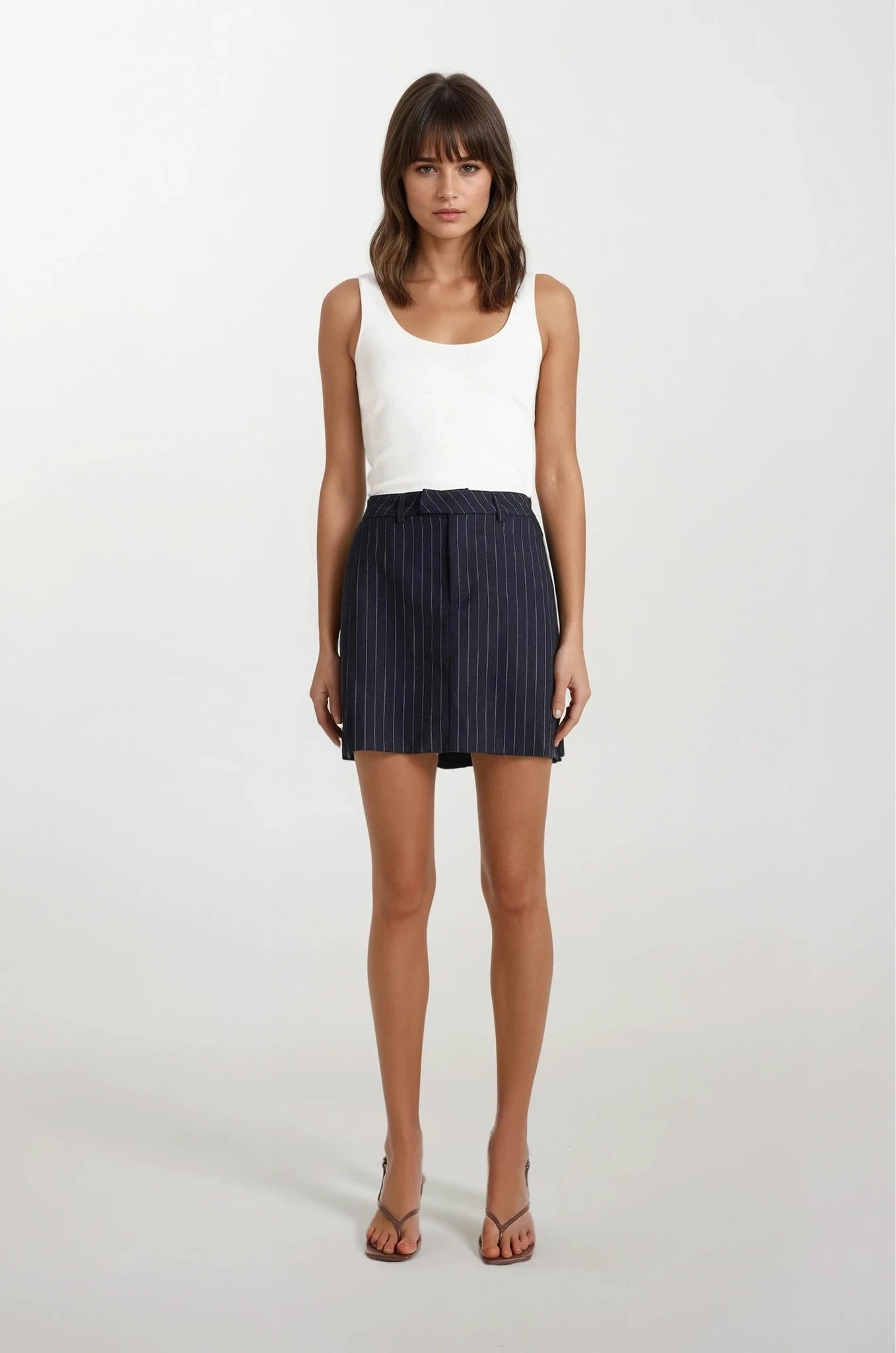 Collins Mini Skirt | Navy Pinstripe