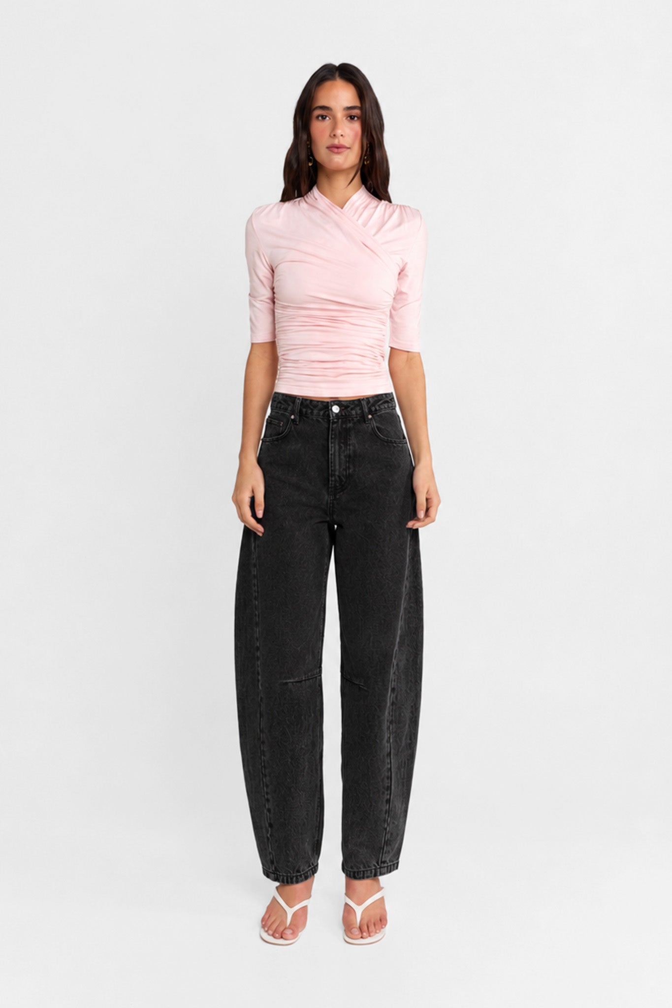 Cora Barrel Jeans | Black Denim