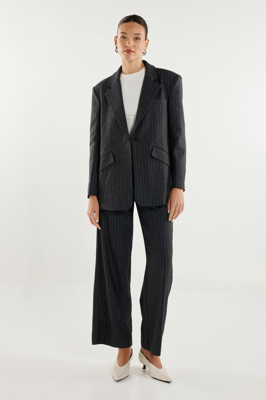 Collins Blazer | Charcoal Pinstripe