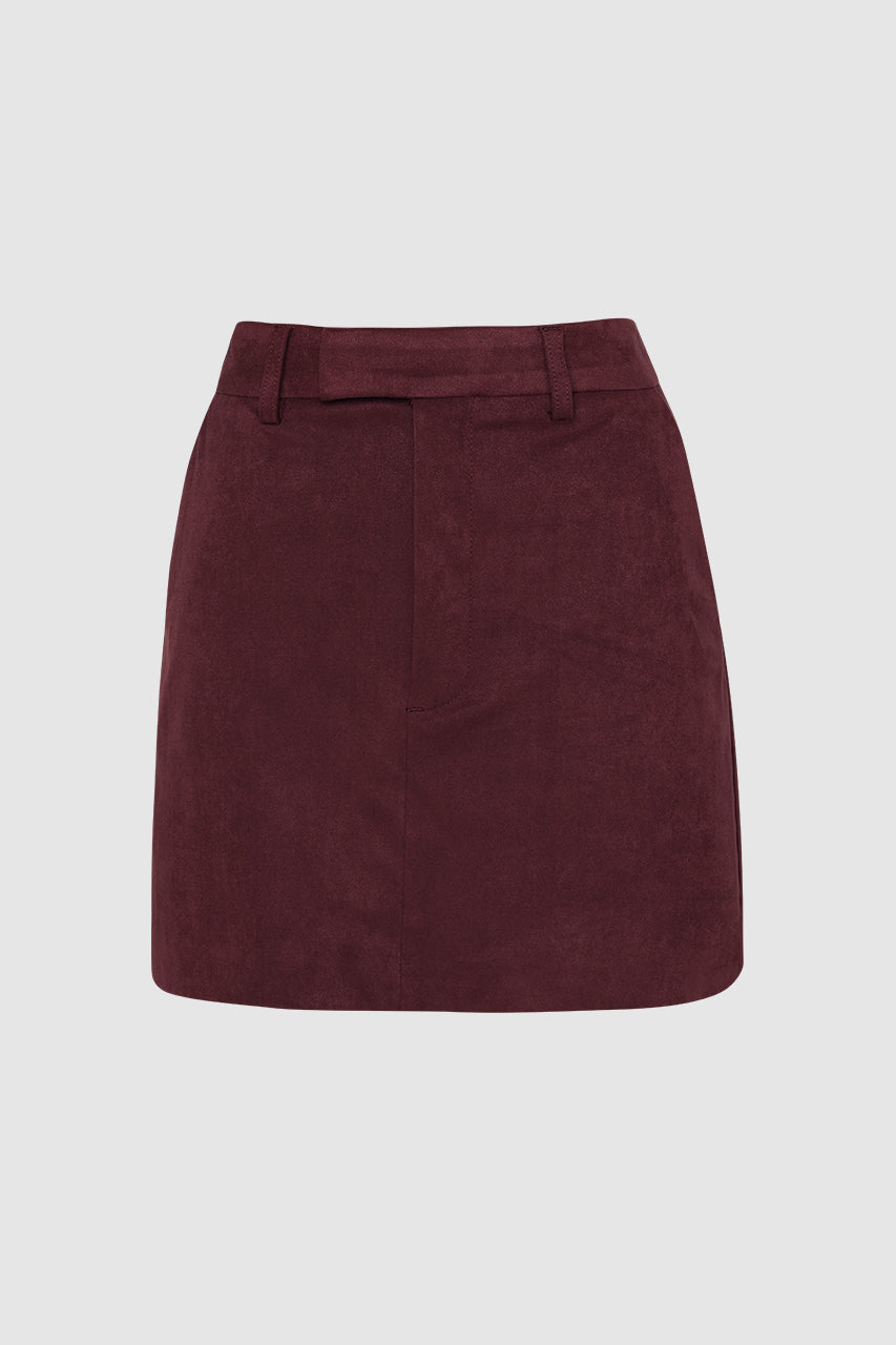 Collins Mini Skirt | Plum Suede