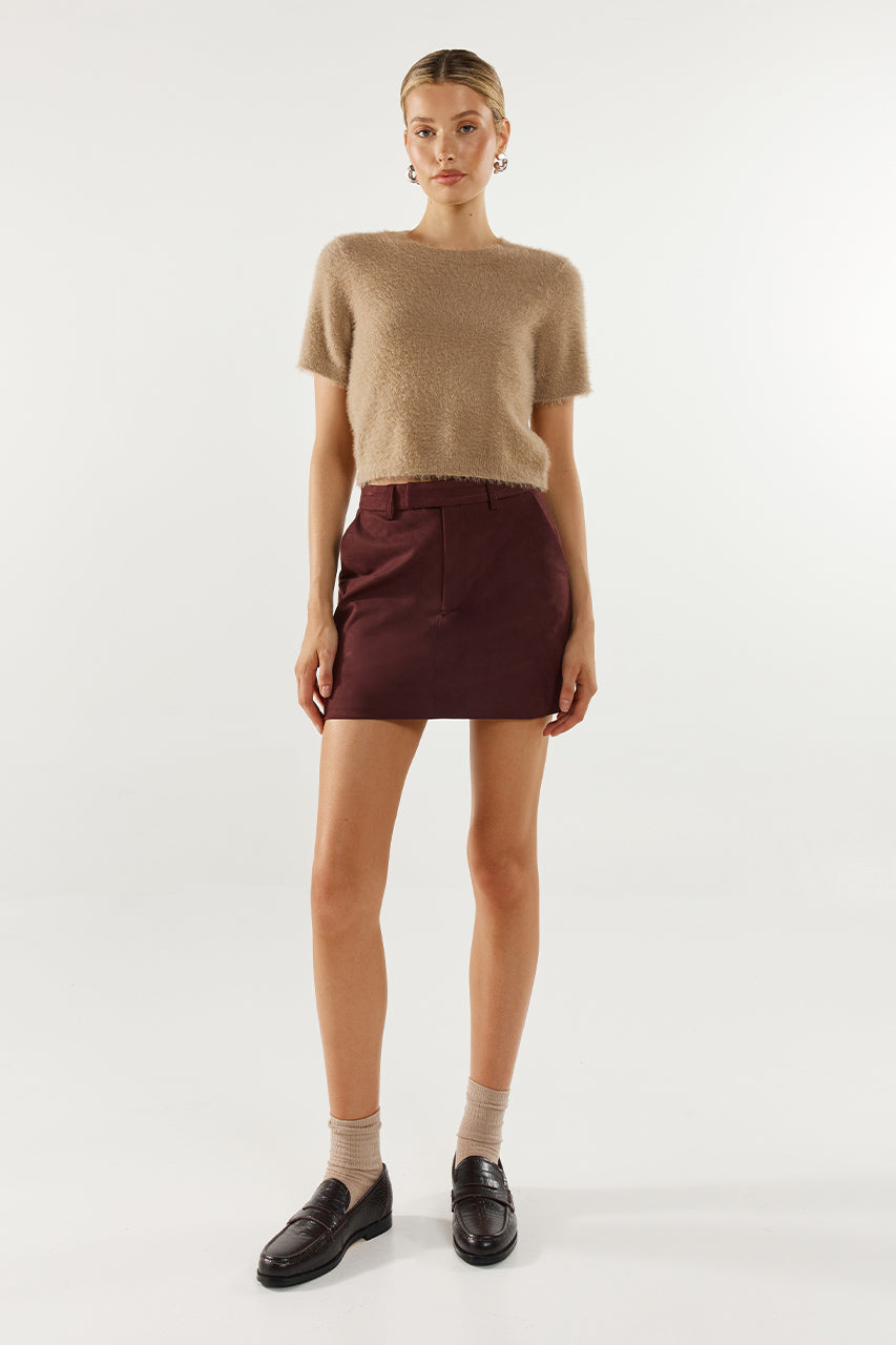 Collins Mini Skirt | Plum Suede