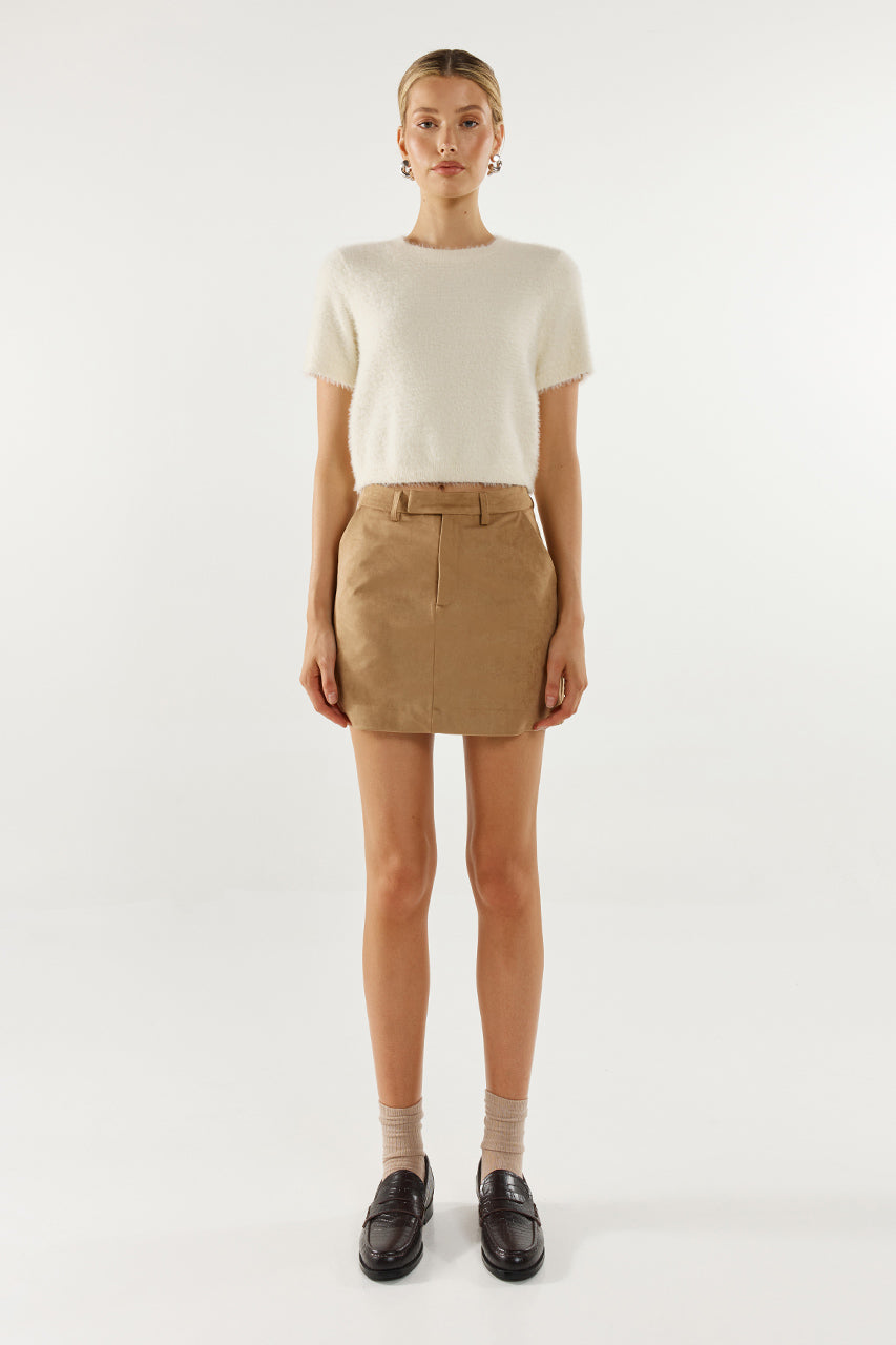 Collins Mini Skirt | Tan Suede