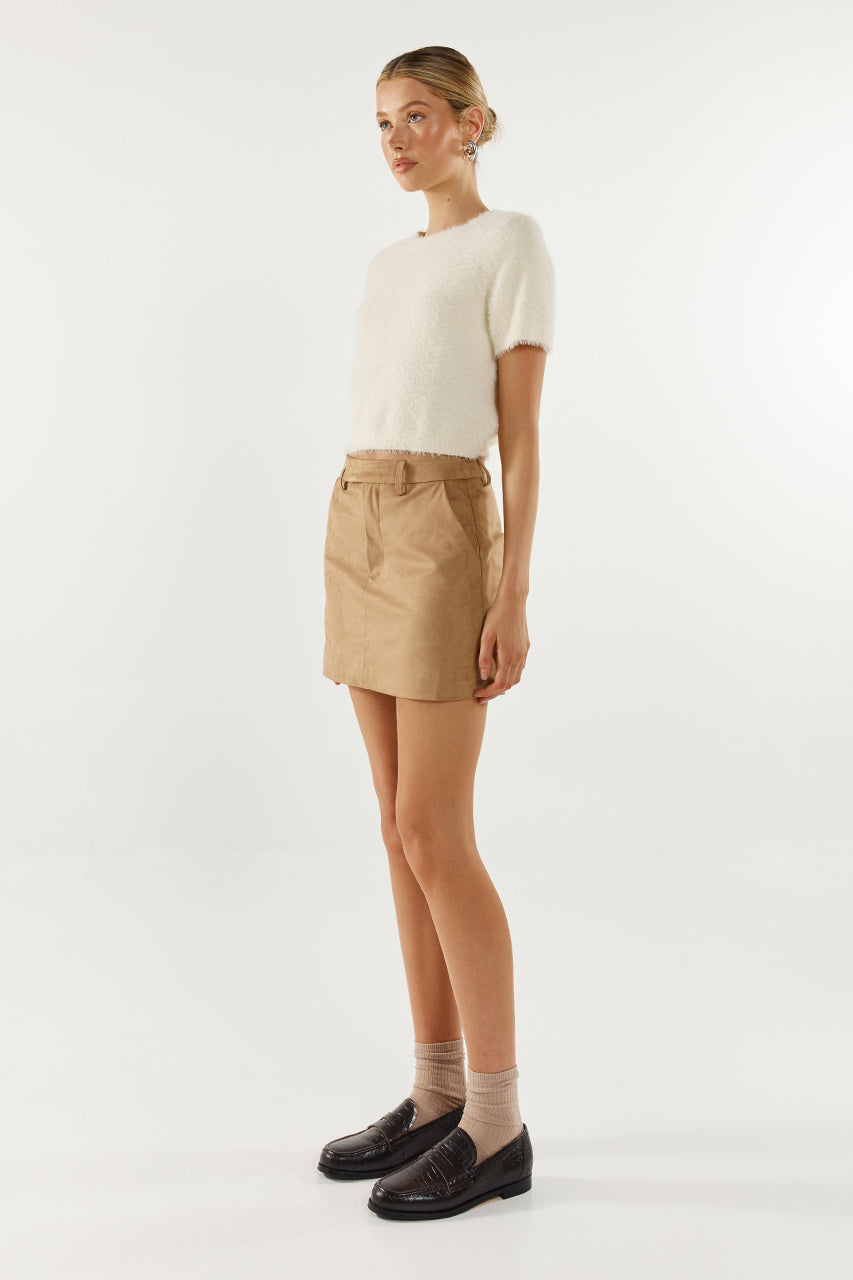 Collins Mini Skirt | Tan Suede