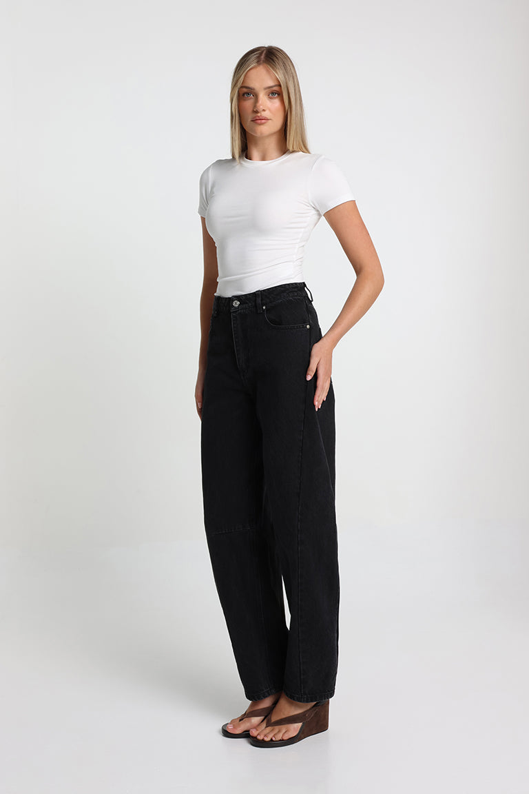Cora Barrel Jeans | Black Denim