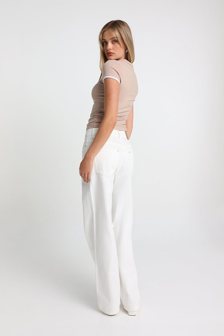 Elka Baby Tee | Latte/White