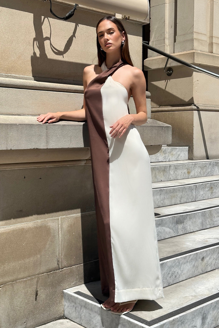 Amber Maxi Dress | Choc/White