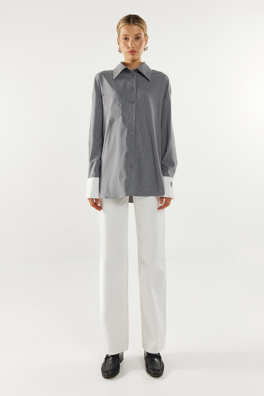 Lyon Shirt | Charcoal Stripe