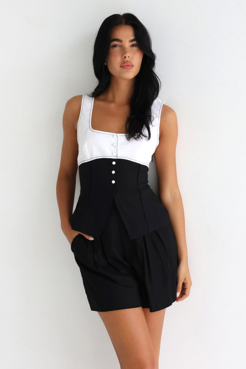 Mylee Vest | White/Black