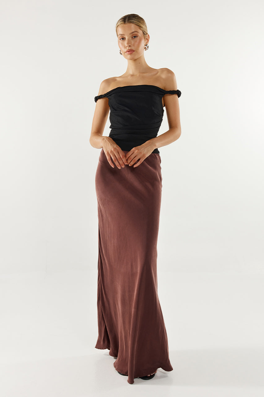 Rheia Maxi Skirt | Choc