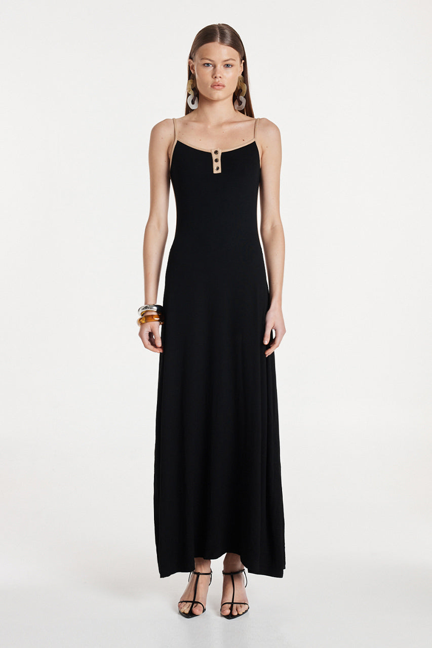 Simone Maxi Dress | Black/Camel