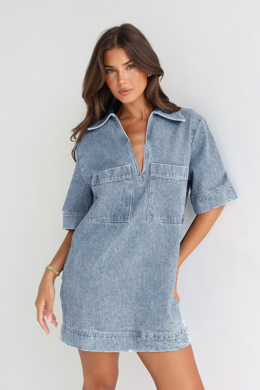 Tara Mini Dress | Light Denim