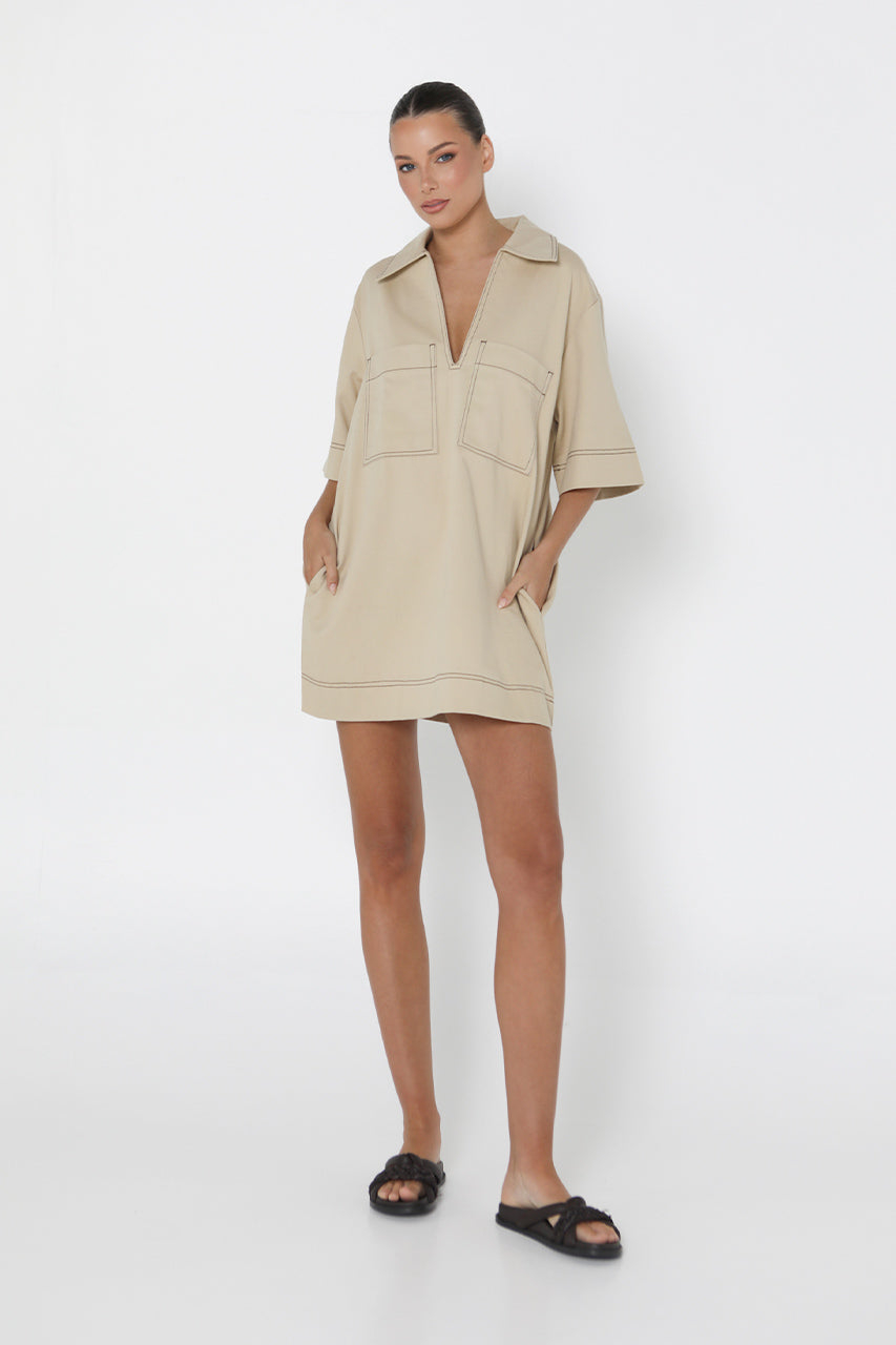 Tara Mini Dress | Stone