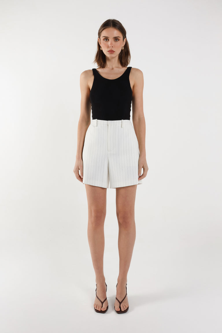 Wyn Bermuda Shorts | White Pinstripe