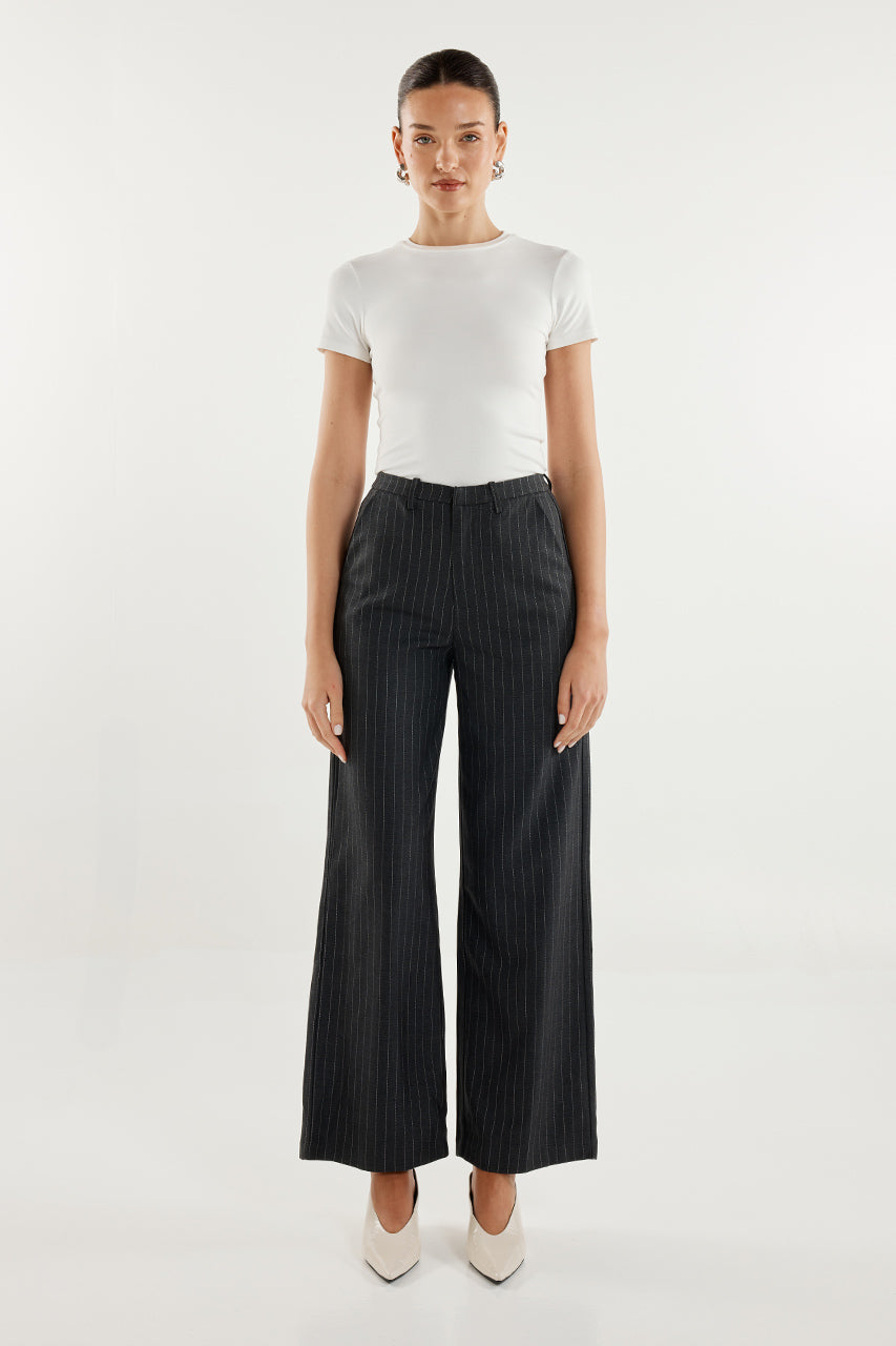 Zanda Pants | Charcoal Pinstripe