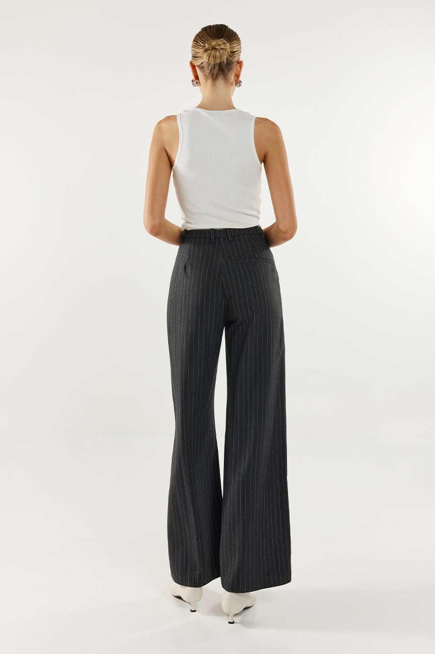 Zanda Pants | Charcoal Pinstripe