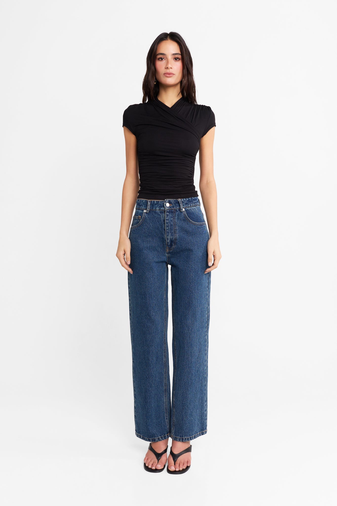 Adalia Cap Sleeve Top | Black