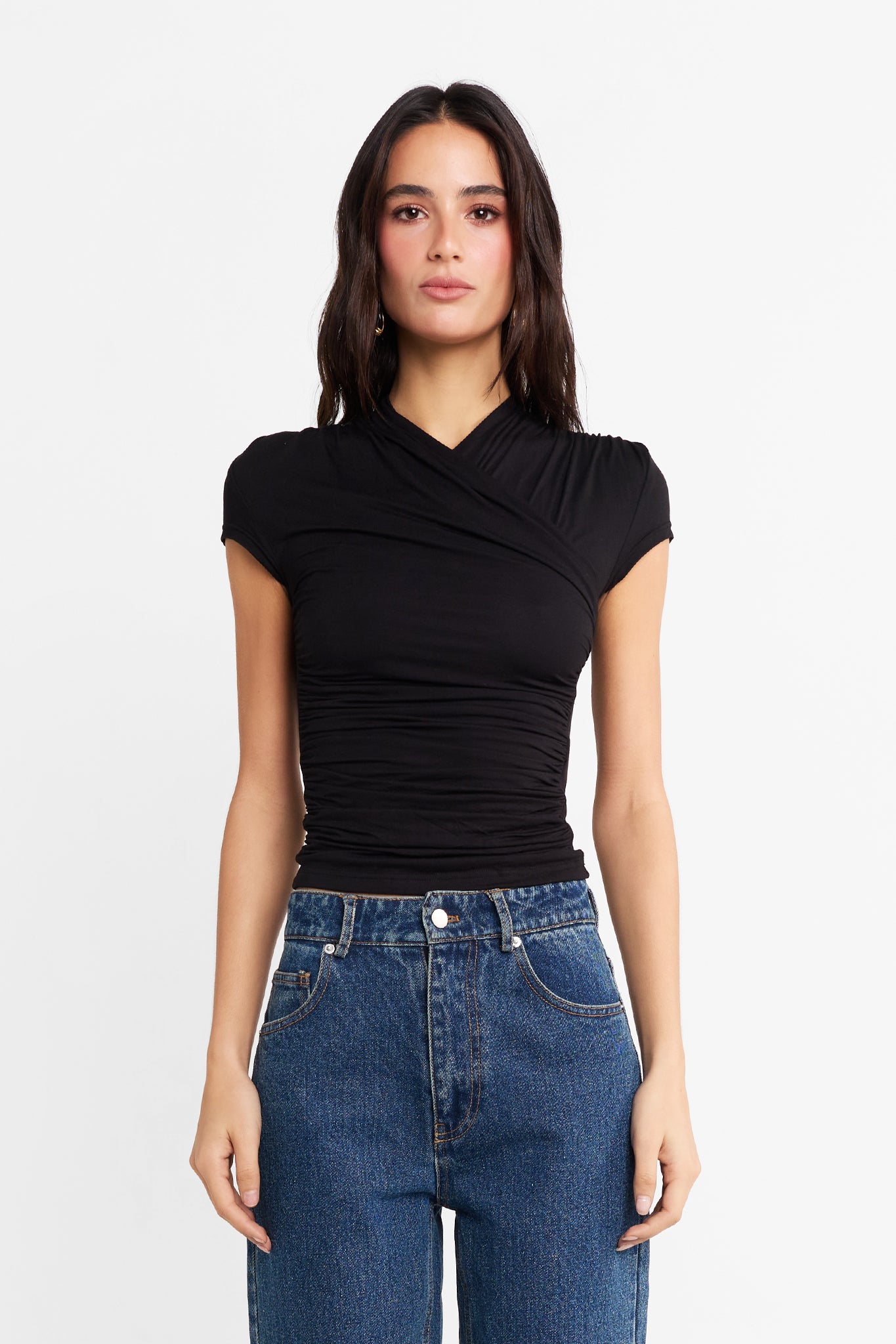 Adalia Cap Sleeve Top | Black