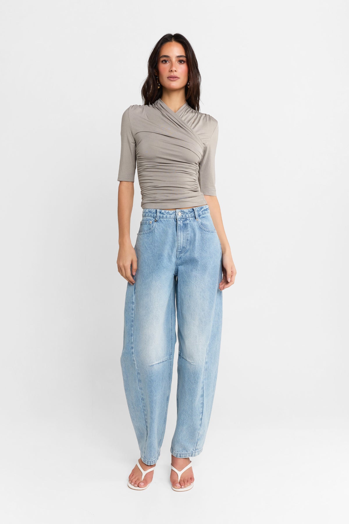 Adalia Half Sleeve Top | Steel