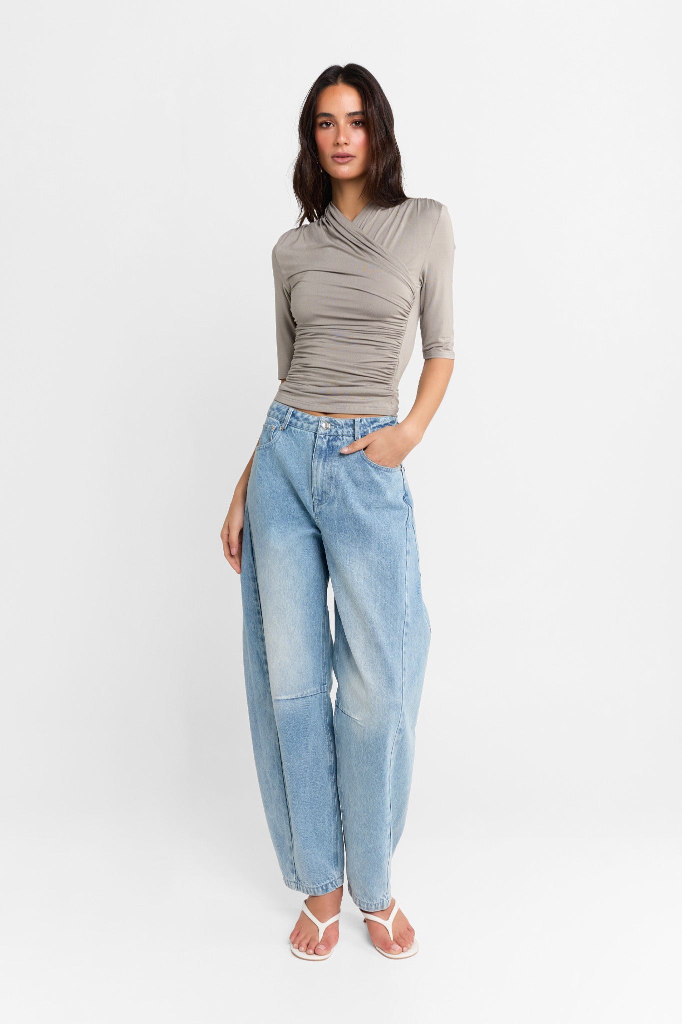 Adalia Half Sleeve Top | Steel