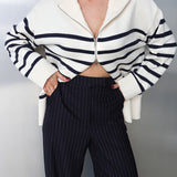 Addie Knit Jumper | White & Navy Stripe