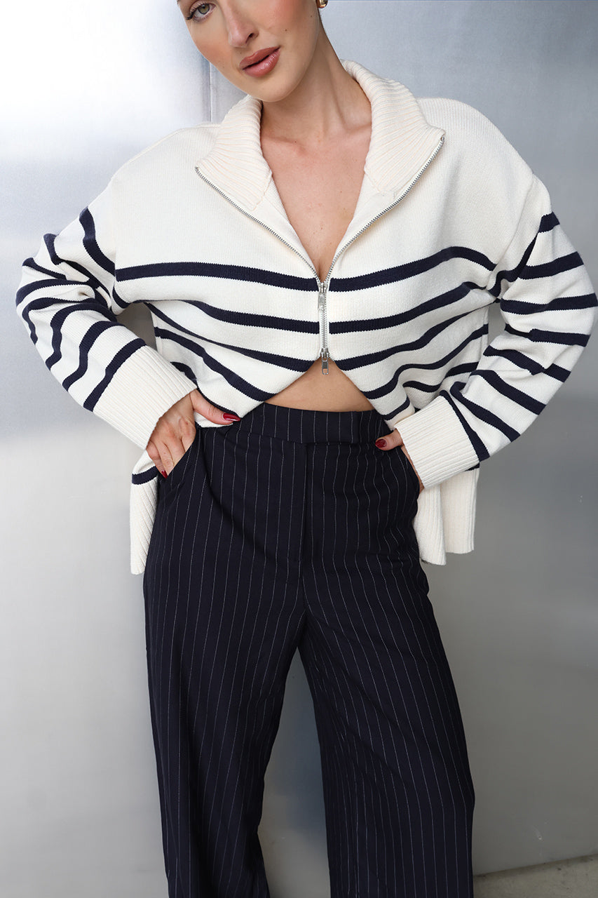 Addie Knit Jumper | White/Navy