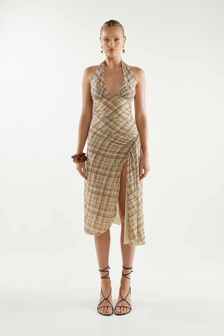Agnes Midi Dress | Maple Plaid