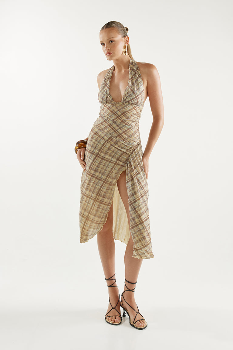 Agnes Midi Dress | Maple Plaid