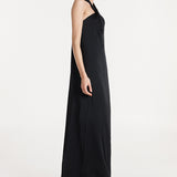 Amber Maxi Dress | Black Satin