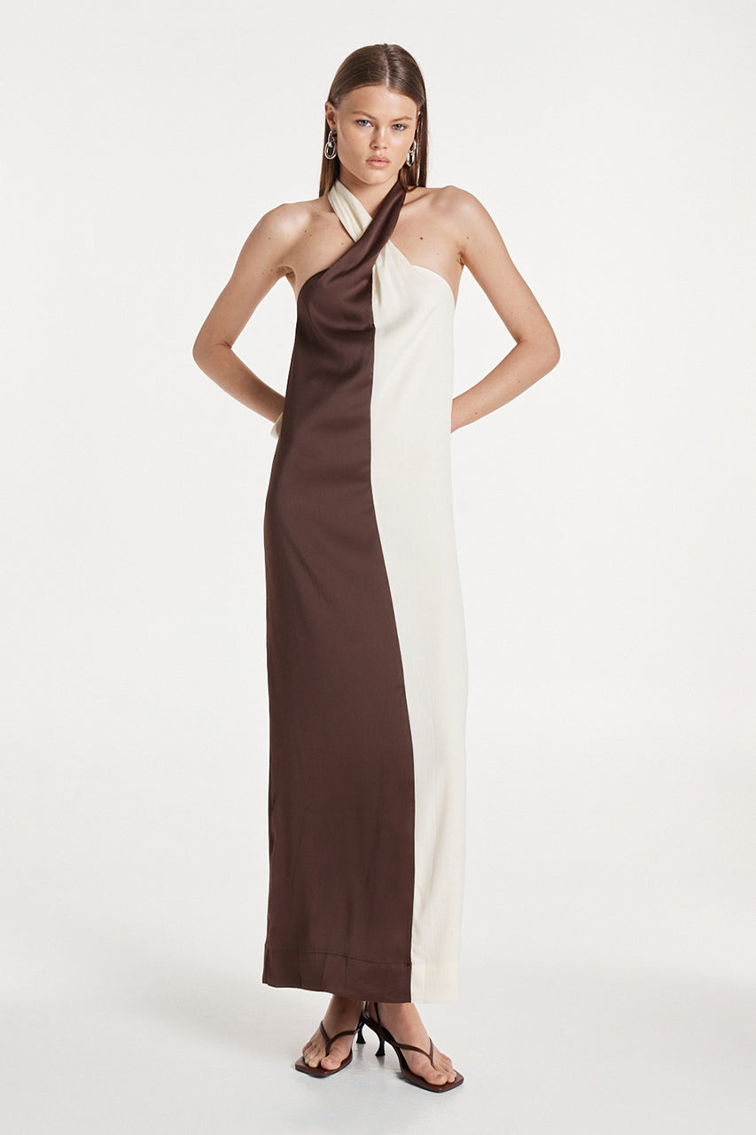 Amber Maxi Dress | Choc/White