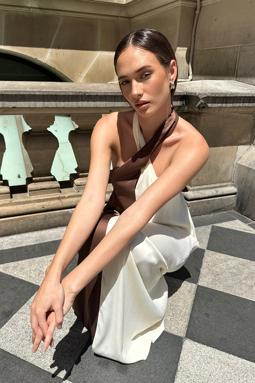 Amber Maxi Dress | Choc/White