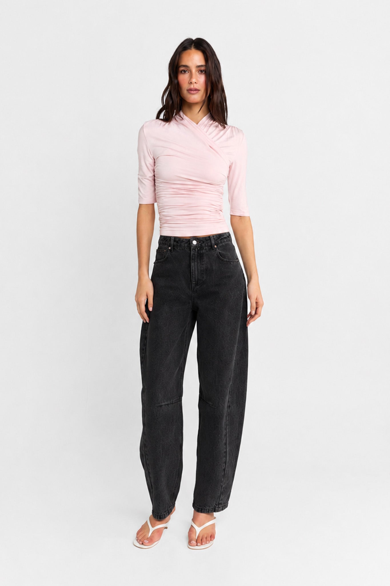 Cora Barrel Jeans | Black Denim