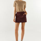 Collins Mini Skirt | Plum Suede