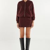 Collins Mini Skirt | Plum Suede
