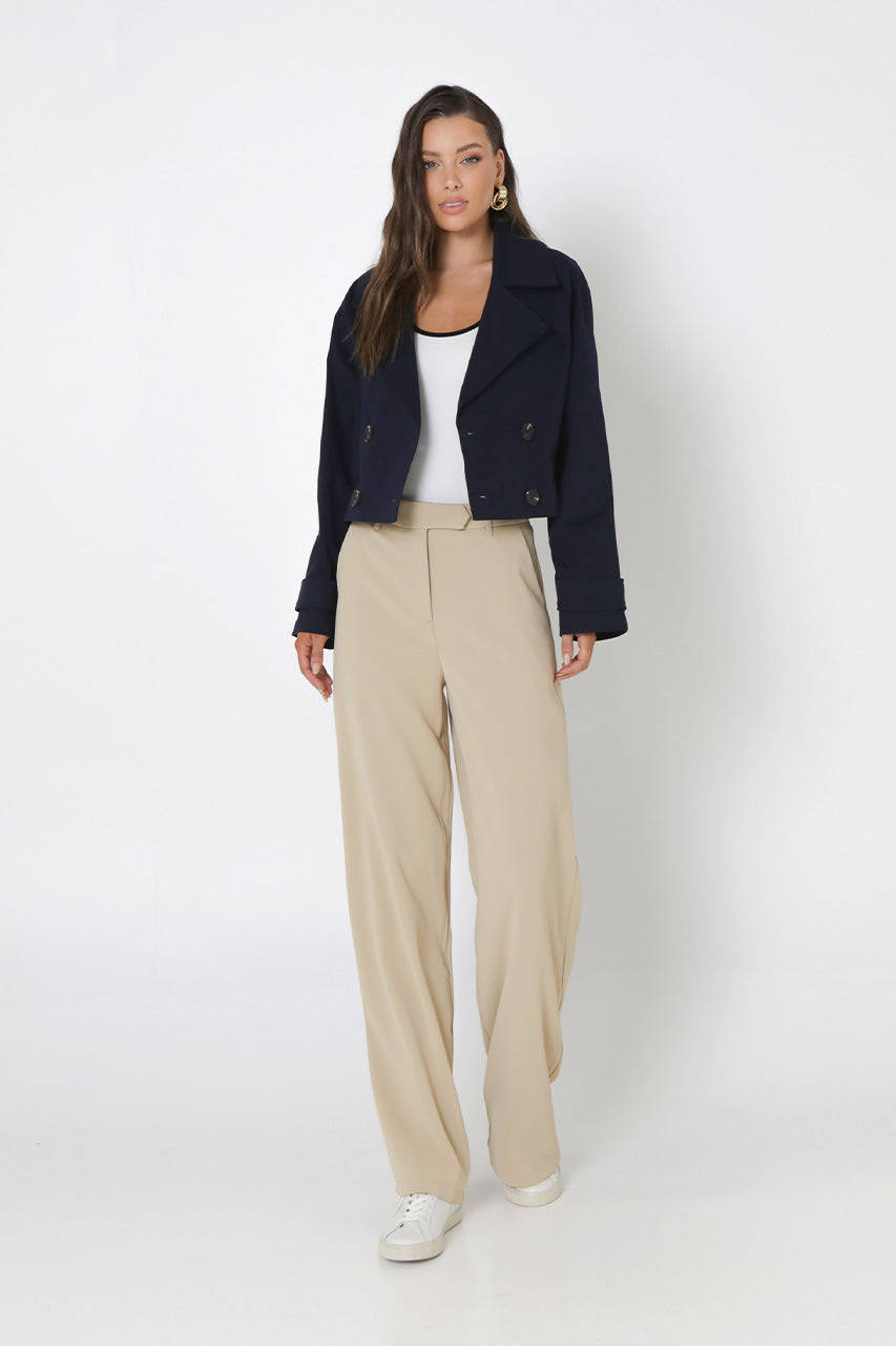 Eva Cropped Trench | Navy