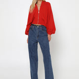 Finn Zip Knit Cardigan | Flame