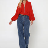 Finn Zip Knit Cardigan | Flame