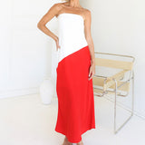 Joanna Maxi Dress | White & Red
