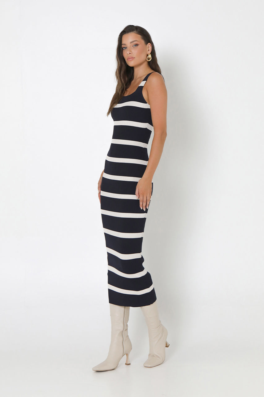 Kara Knit Dress | Navy/Bone