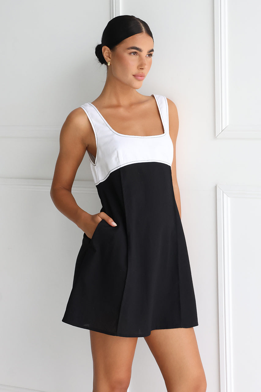 Mylee Mini Dress | White/Black