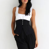 Mylee Vest | White/Black